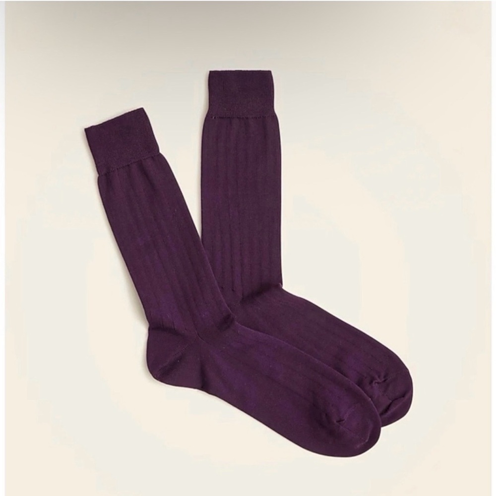J. Crew Ribbed Dress Socks Amber Plum